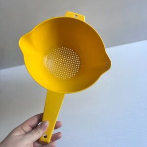 Vintage Tupperware Yellow Colander Strainer Handle Made in USA